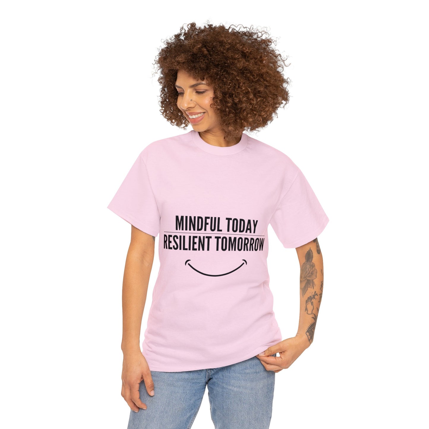 Unisex Heavy Cotton Tee - Mindful Today, Resilient Tomorrow