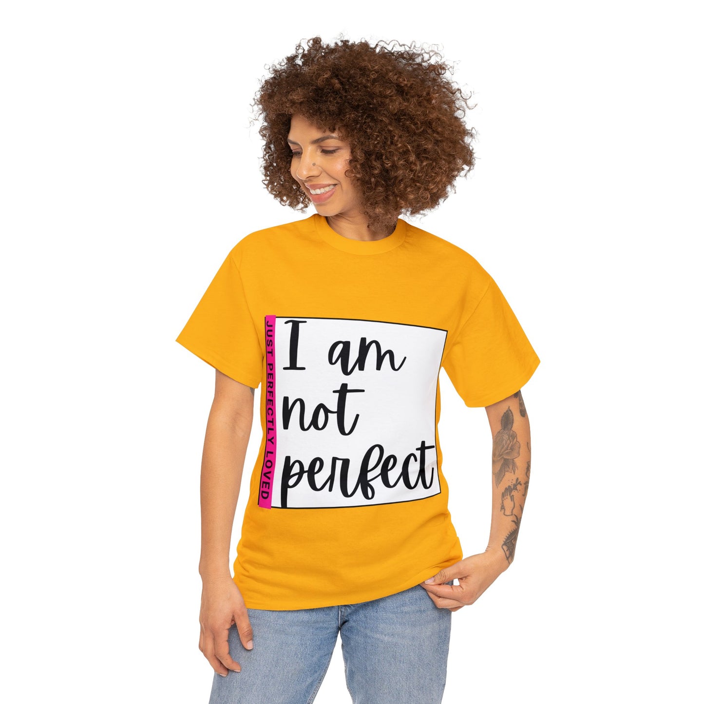 Unisex Heavy Cotton Tee - I am not perfect, just perfectly loved