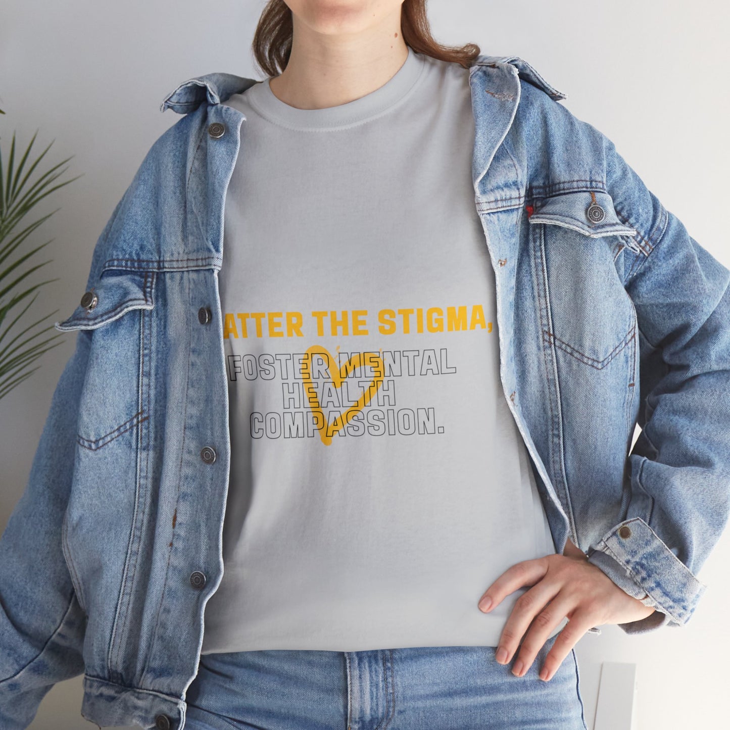 Unisex Heavy Cotton Tee - Shatter the Stigma, Foster Mental Health Compassion