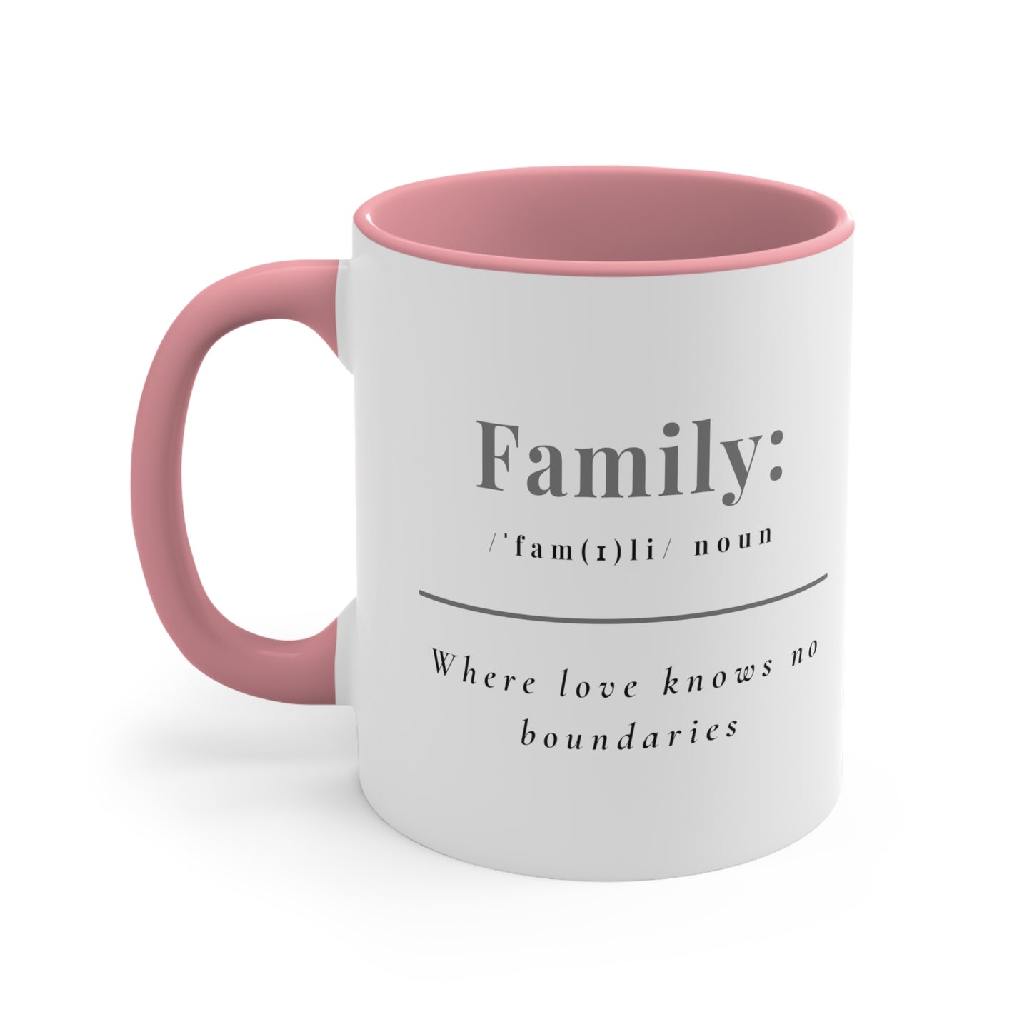 Accent Coffee Mug - Family: Where Love Knows No Boundaries