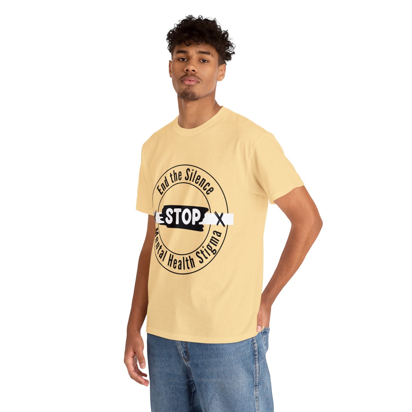 Unisex Heavy Cotton Tee - End the Silence, STOP Mental Health Stigma