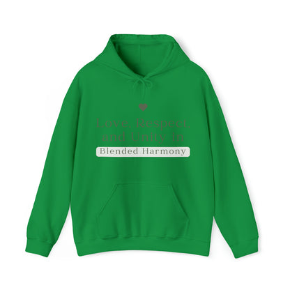 Unisex Hooded Sweatshirt - Love, Respect, and Unity in Blended Harmony