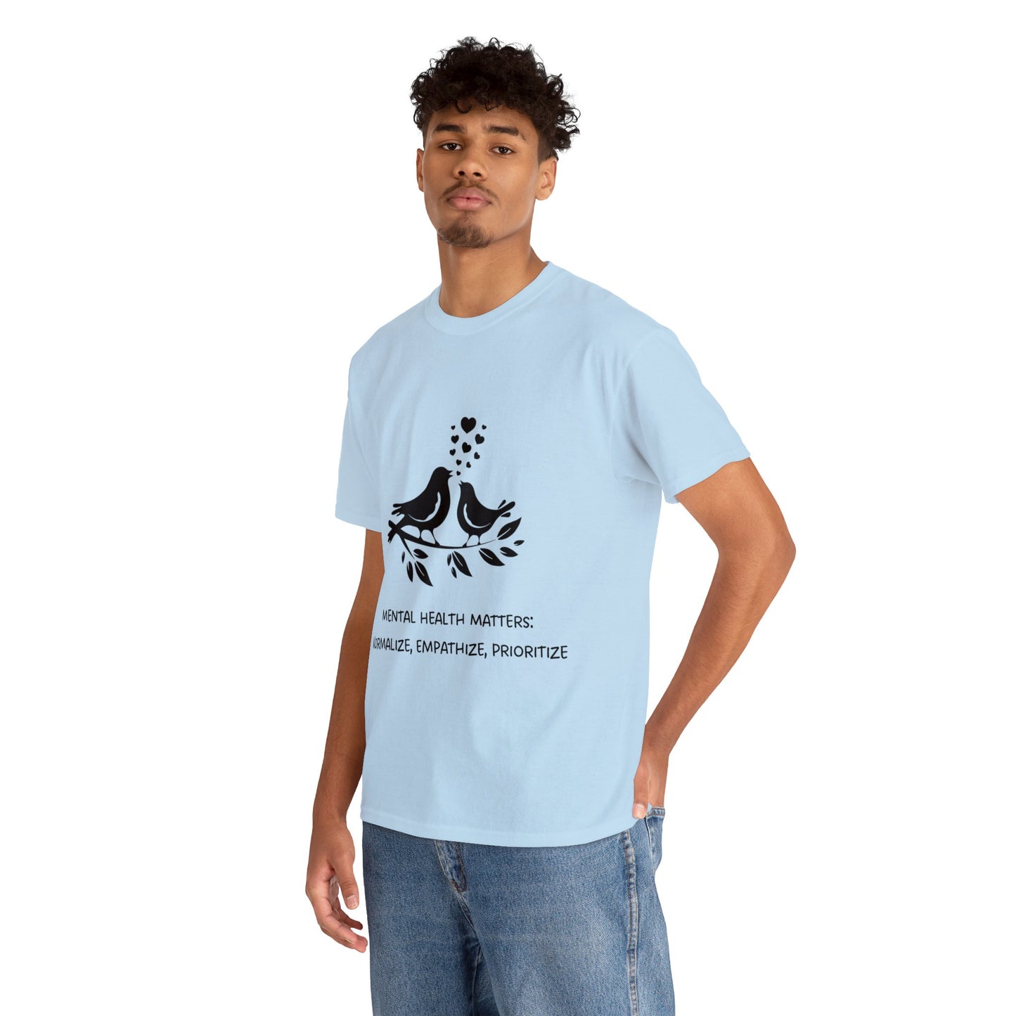 Unisex Heavy Cotton Tee - Mental Health Matters: Normalize, Empathize, Prioritize