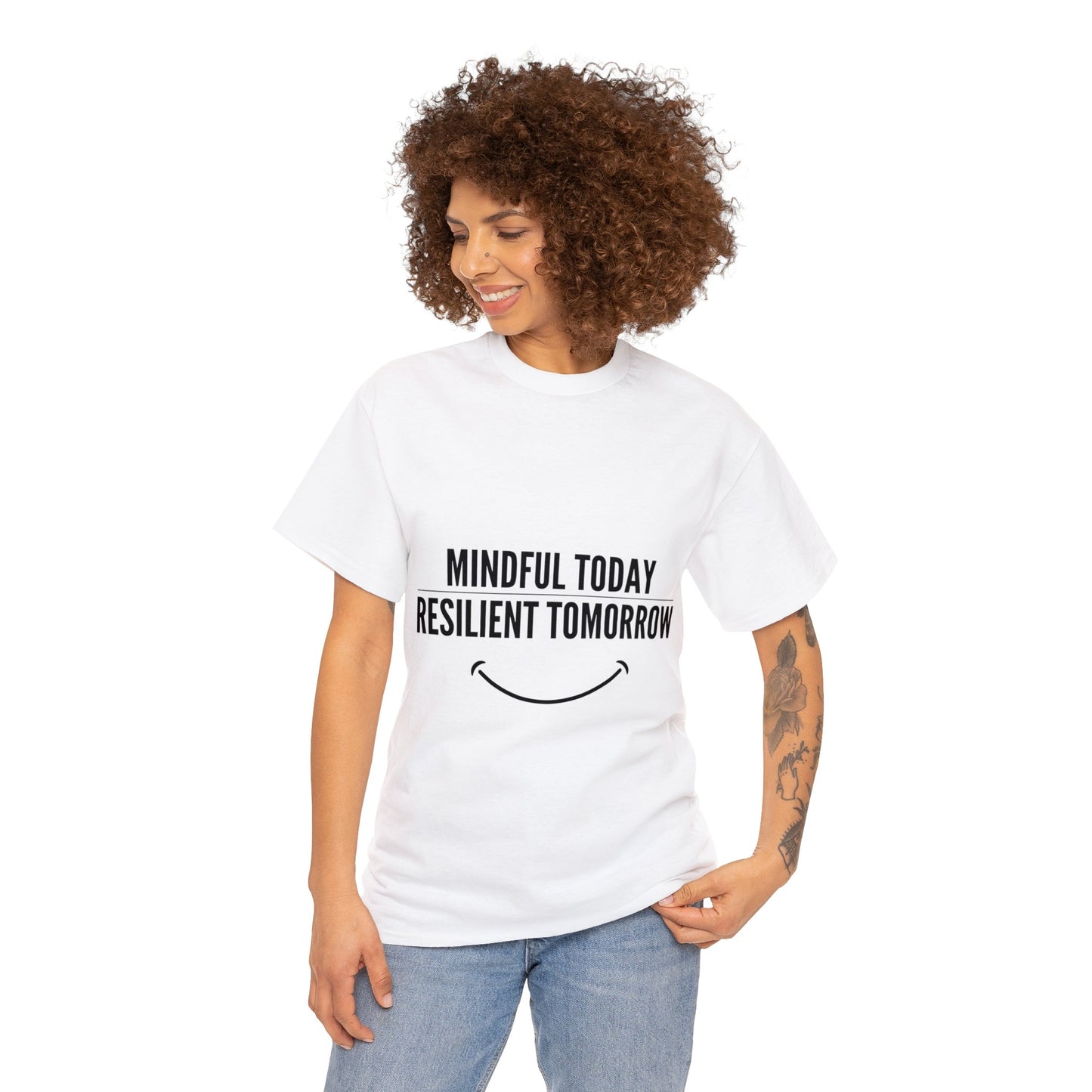 Unisex Heavy Cotton Tee - Mindful Today, Resilient Tomorrow