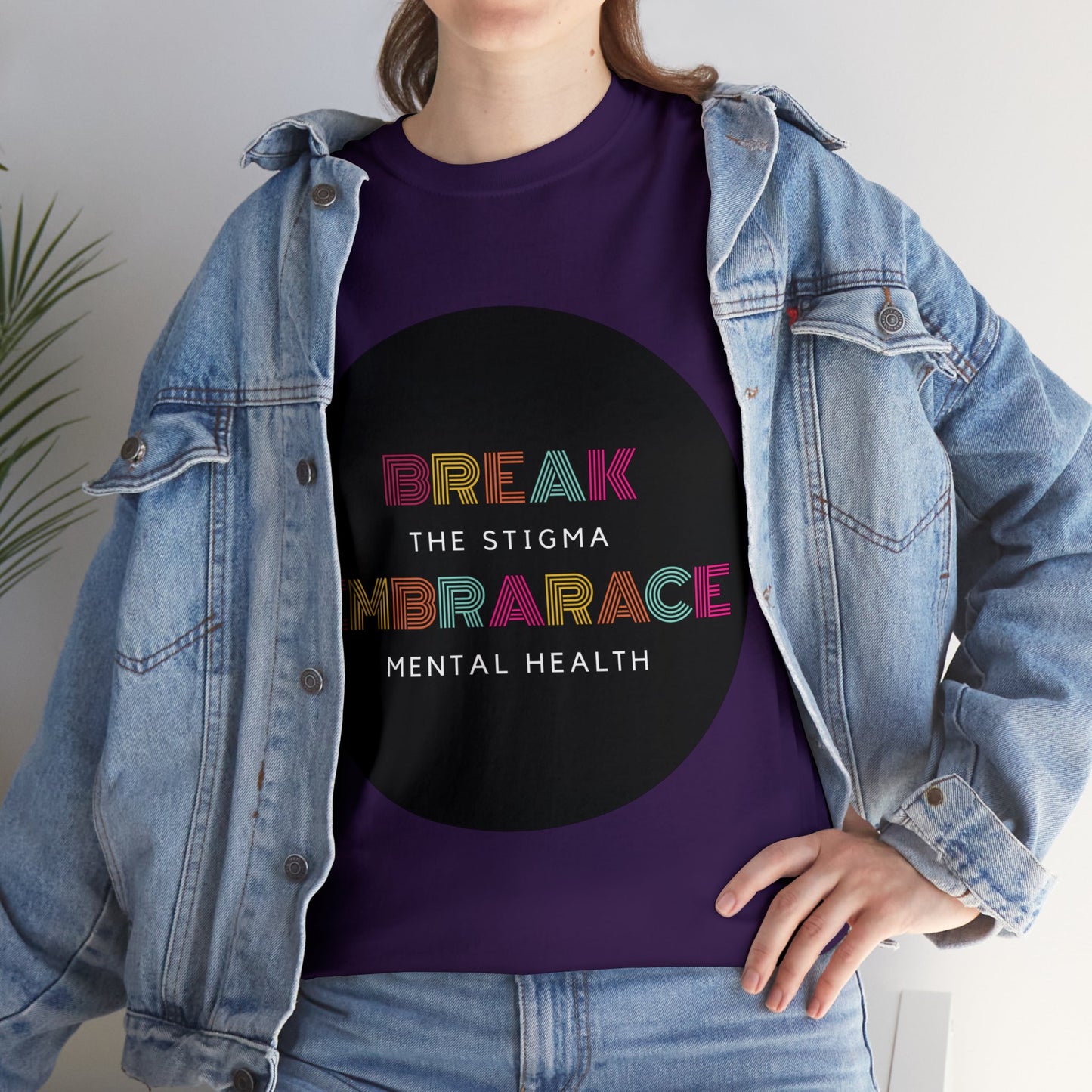 Unisex Heavy Cotton Tee - Break the Stigma, Embrace Mental Health