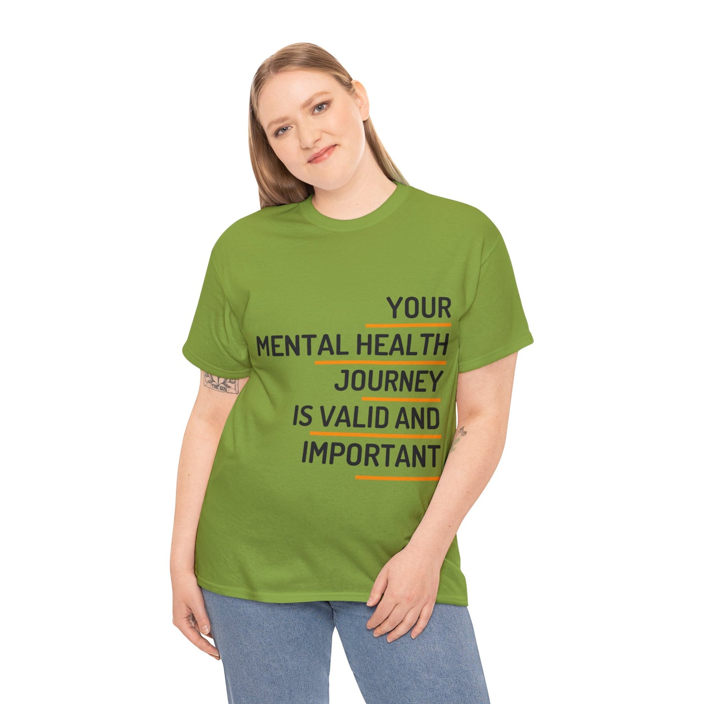 Unisex Heavy Cotton Tee - Your Mental Health Journey is Valid and Important