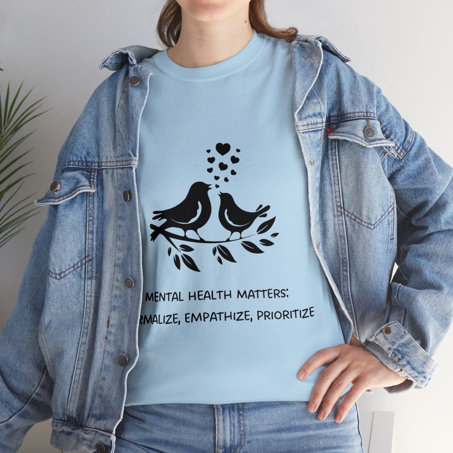 Unisex Heavy Cotton Tee - Mental Health Matters: Normalize, Empathize, Prioritize