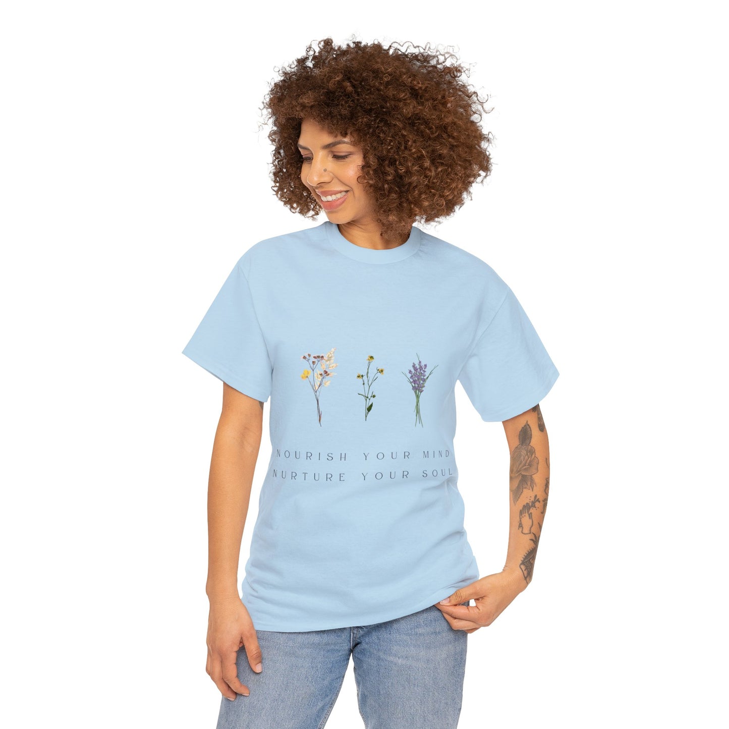 Unisex Heavy Cotton Tee - Nourish Your Mind, Nurture Your Soul