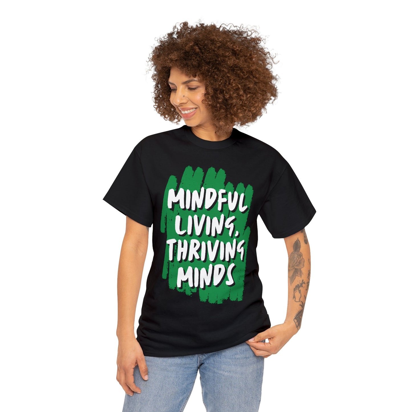 Unisex Heavy Cotton Tee - Mindful Living, Thriving Minds