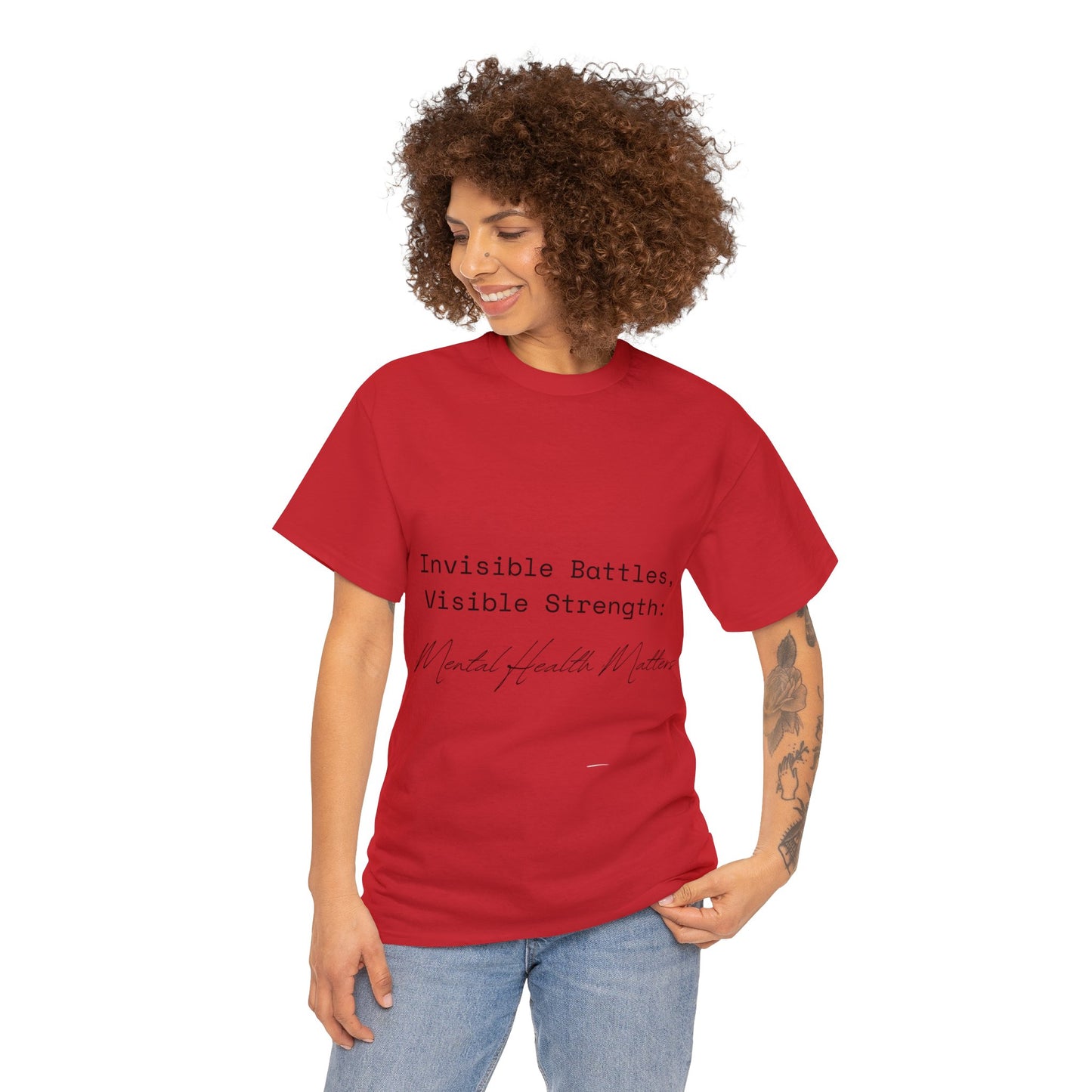 Unisex Heavy Cotton Tee - Invisible Battles, Visible Strength: Mental Health Matters