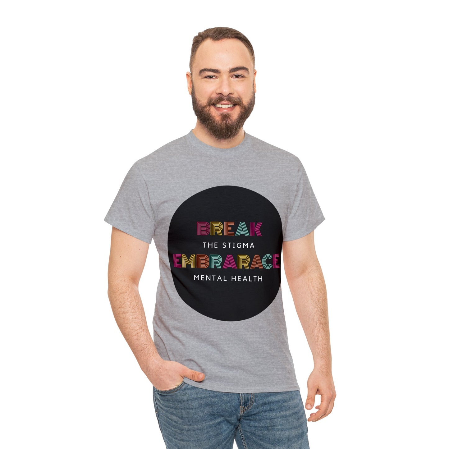 Unisex Heavy Cotton Tee - Break the Stigma, Embrace Mental Health