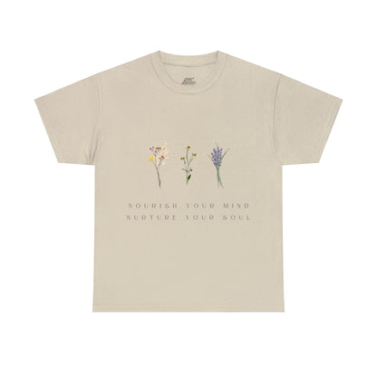 Unisex Heavy Cotton Tee - Nourish Your Mind, Nurture Your Soul