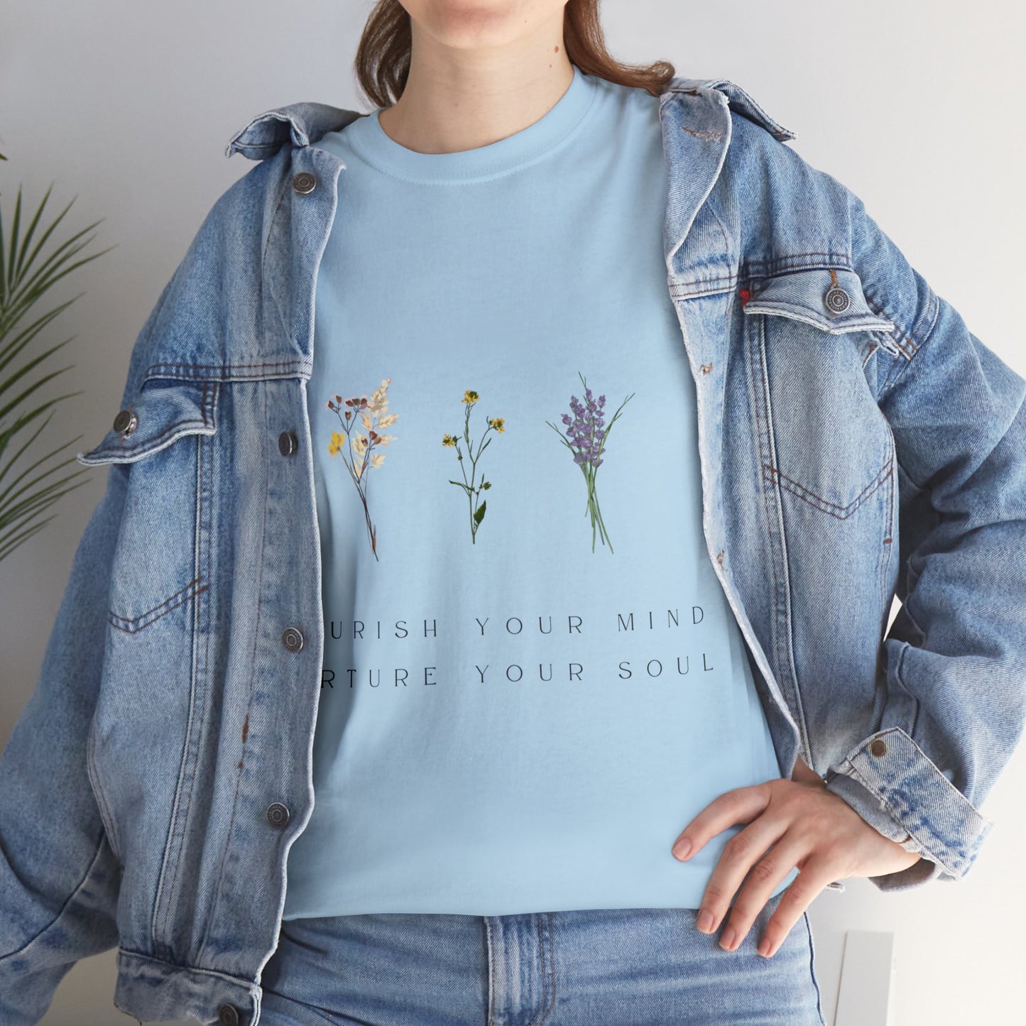 Unisex Heavy Cotton Tee - Nourish Your Mind, Nurture Your Soul