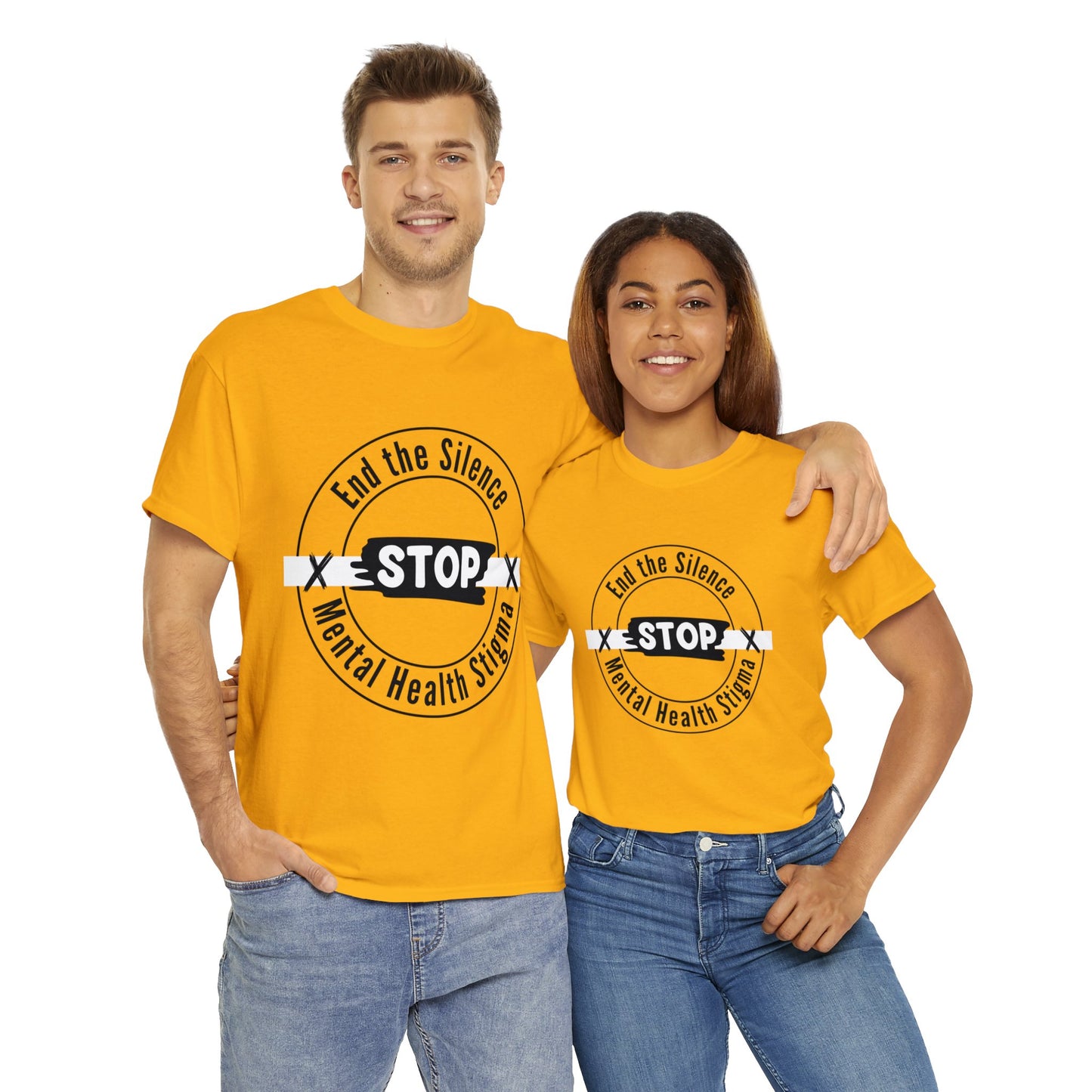 Unisex Heavy Cotton Tee - End the Silence, STOP Mental Health Stigma