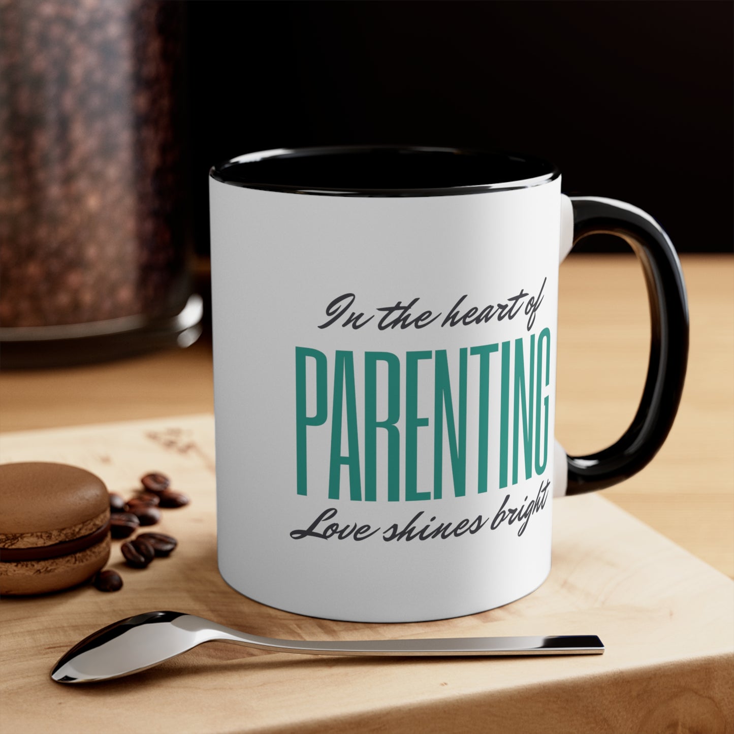 Accent Coffee Mug - In the Heart of Parenting, Love Shines Bright