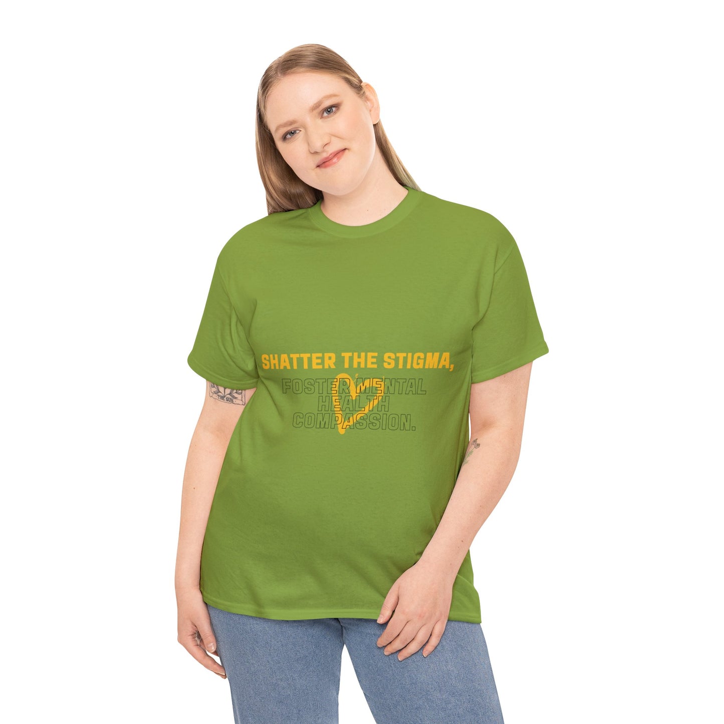 Unisex Heavy Cotton Tee - Shatter the Stigma, Foster Mental Health Compassion