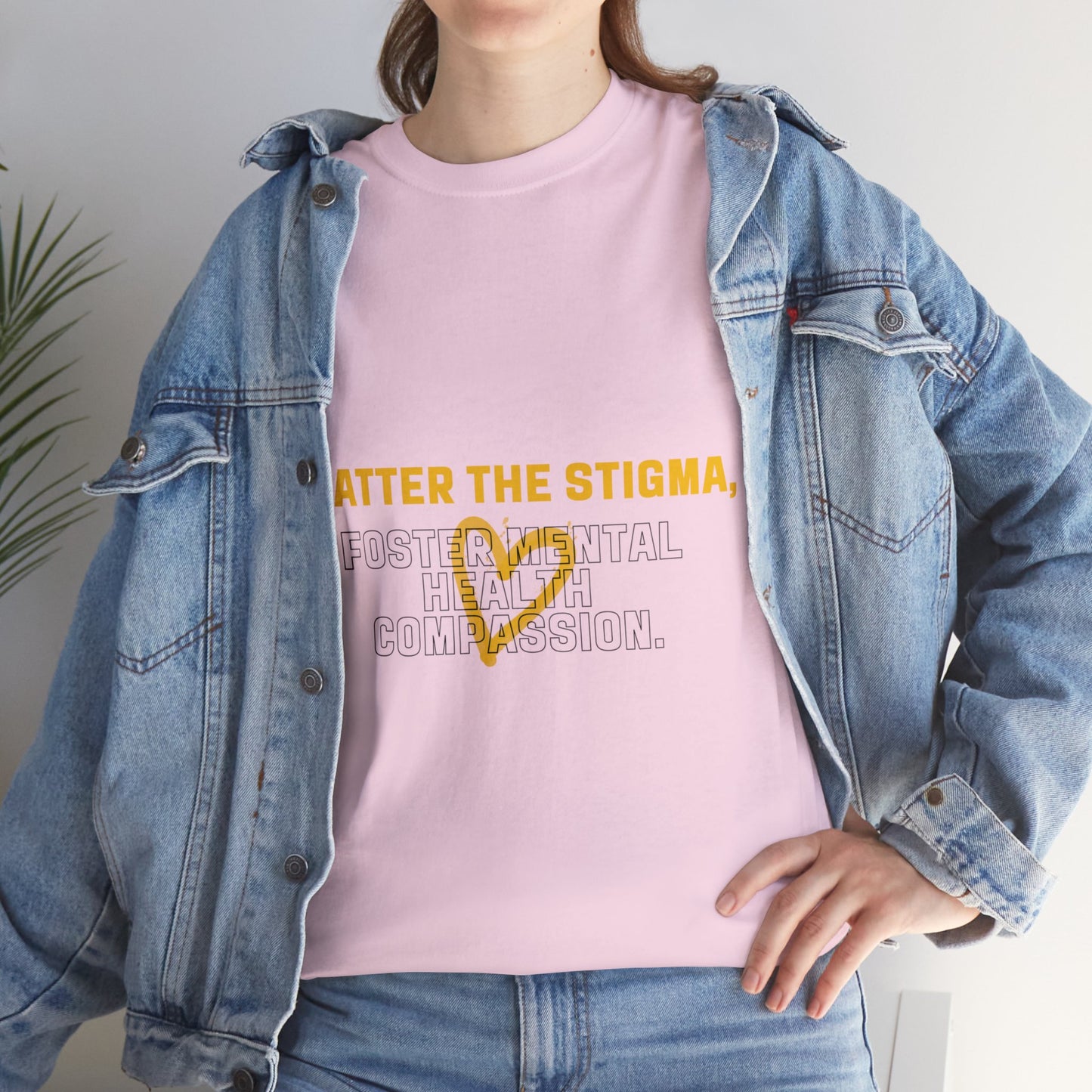 Unisex Heavy Cotton Tee - Shatter the Stigma, Foster Mental Health Compassion