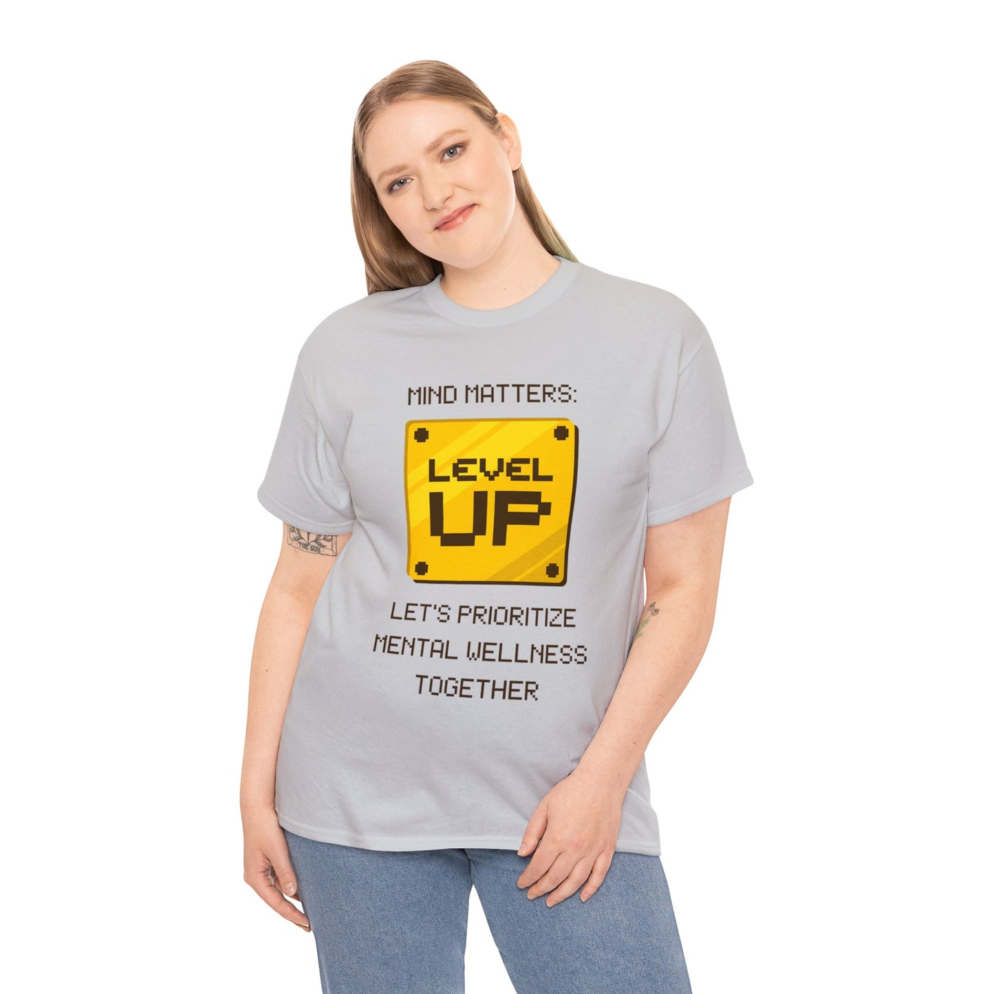 Unisex Heavy Cotton Tee - Mind Matters: Let's Prioritize Mental Wellness Together