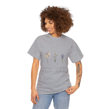 Unisex Heavy Cotton Tee - Nourish Your Mind, Nurture Your Soul