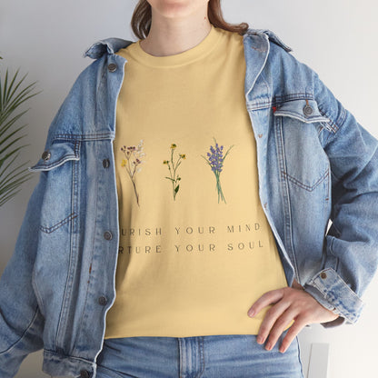 Unisex Heavy Cotton Tee - Nourish Your Mind, Nurture Your Soul