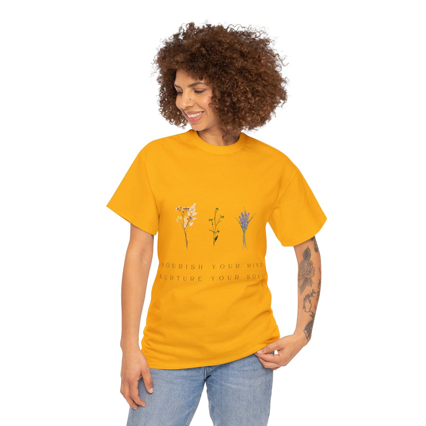 Unisex Heavy Cotton Tee - Nourish Your Mind, Nurture Your Soul