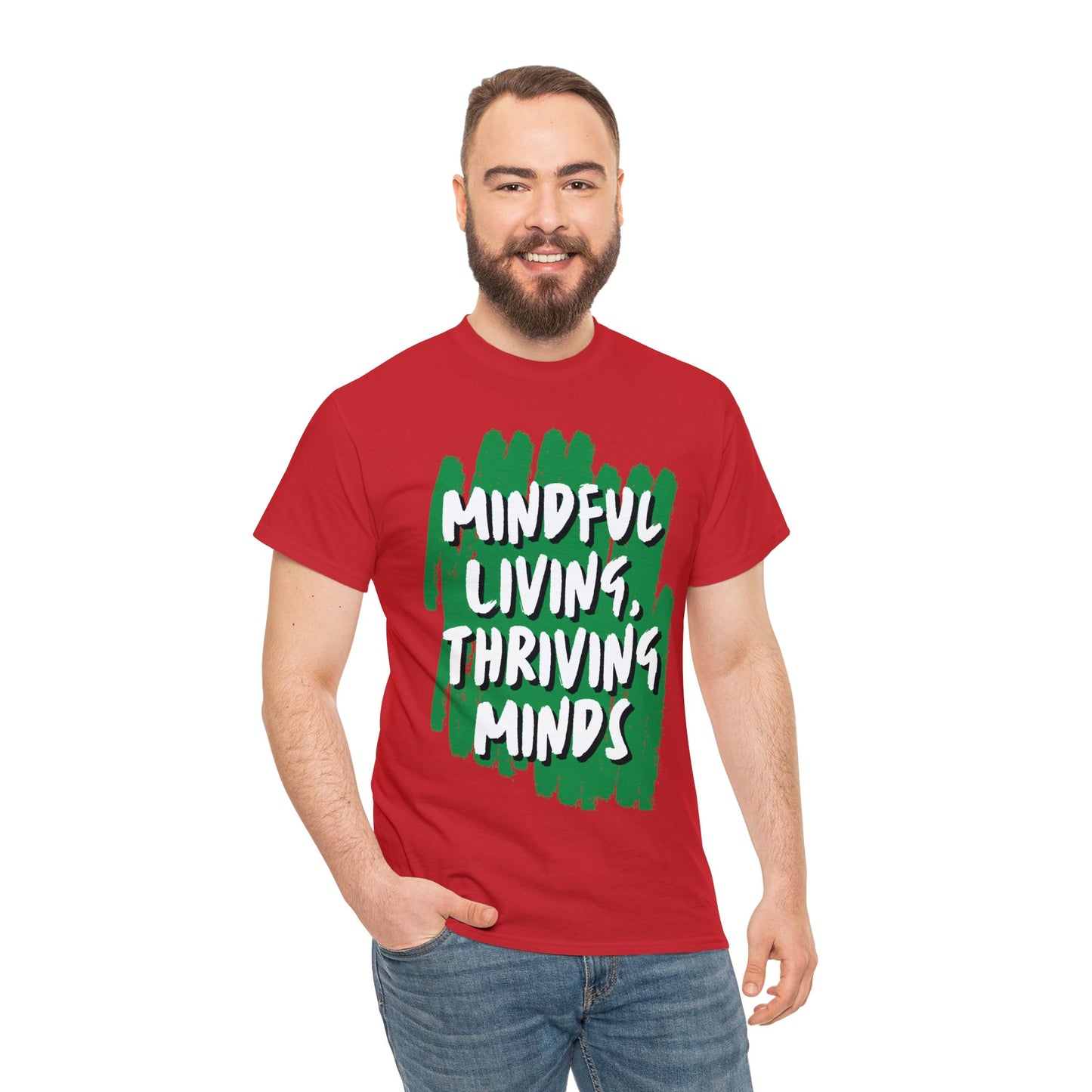 Unisex Heavy Cotton Tee - Mindful Living, Thriving Minds