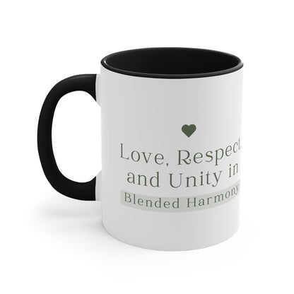 Accent Coffee Mug - Love, Respect, and Unity in Blended Harmony