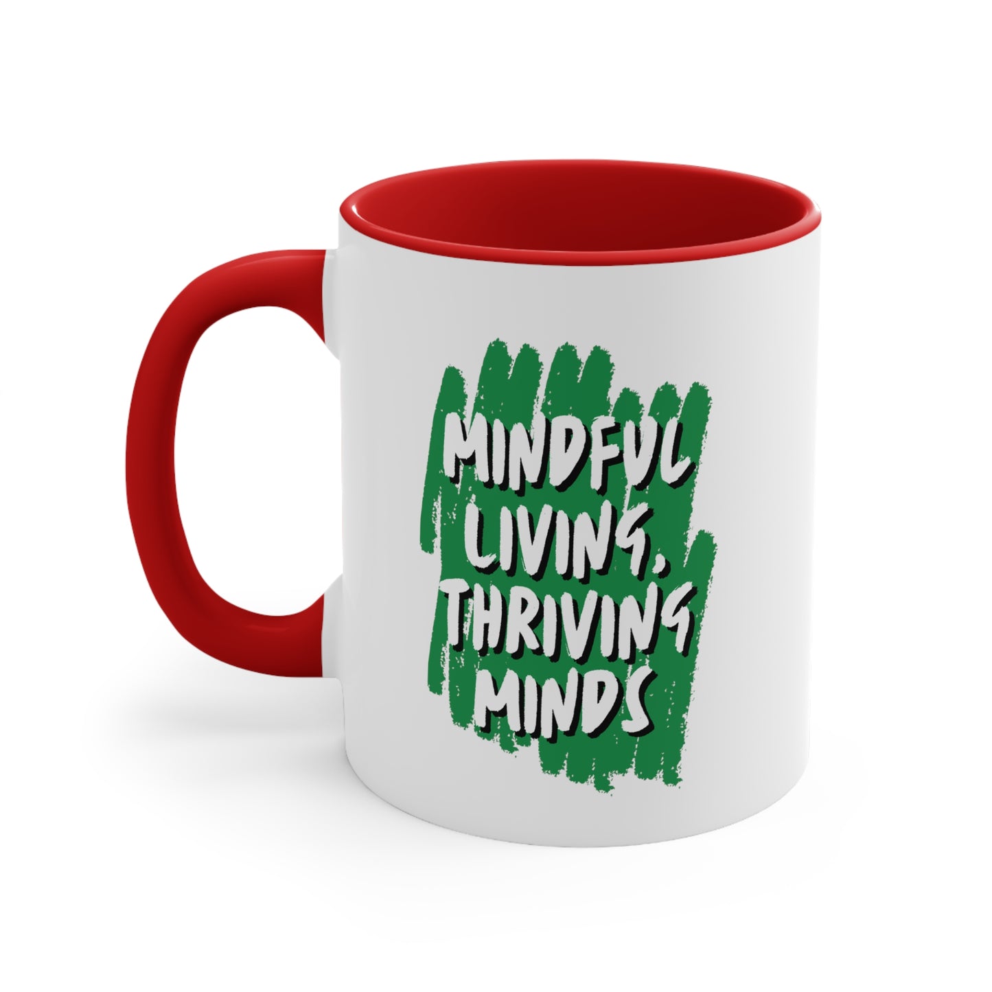 Accent Coffee Mug - Mindful Living, Thriving Minds