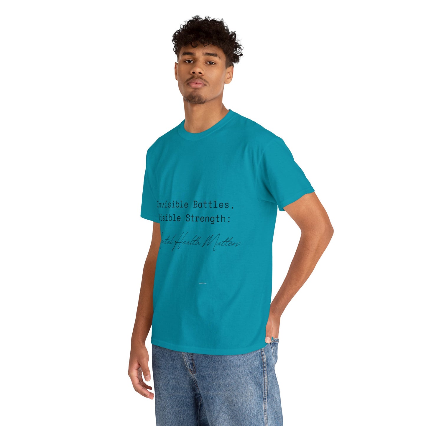 Unisex Heavy Cotton Tee - Invisible Battles, Visible Strength: Mental Health Matters