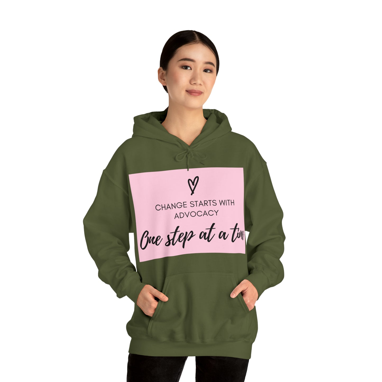 Unisex Hooded Sweatshirt - Change Starts with Advocacy, One Step at a Time