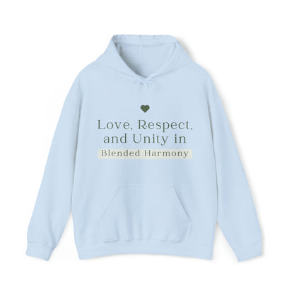 Unisex Hooded Sweatshirt - Love, Respect, and Unity in Blended Harmony