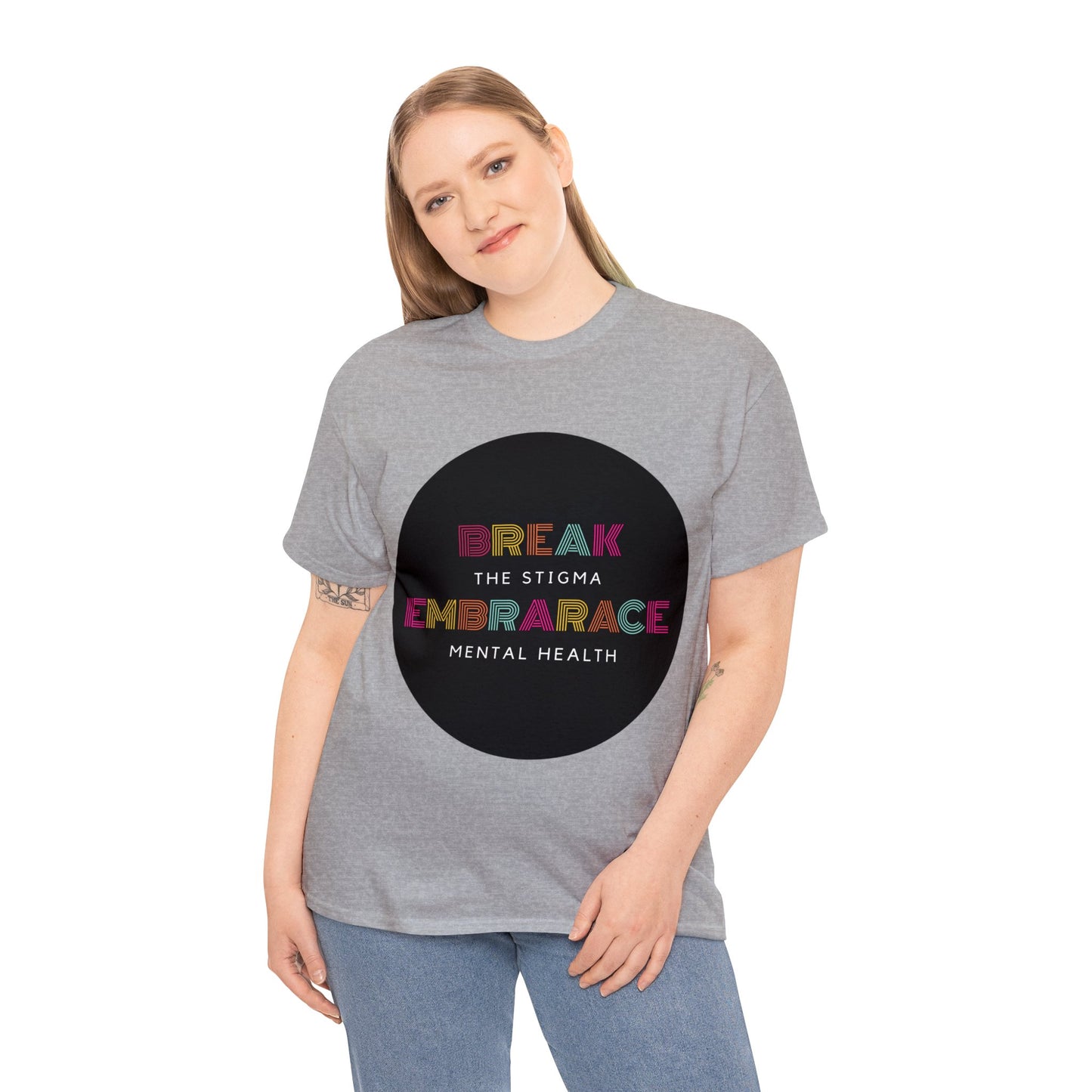 Unisex Heavy Cotton Tee - Break the Stigma, Embrace Mental Health