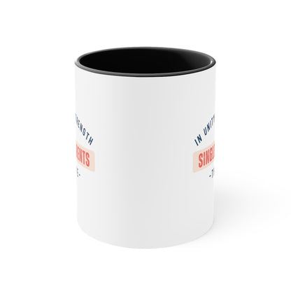 Accent Coffee Mug - In Unity and Strength, Single Parents Thrive