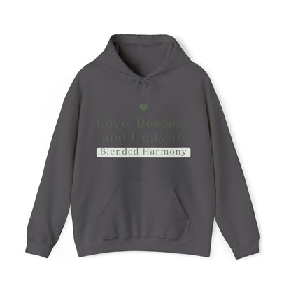 Unisex Hooded Sweatshirt - Love, Respect, and Unity in Blended Harmony