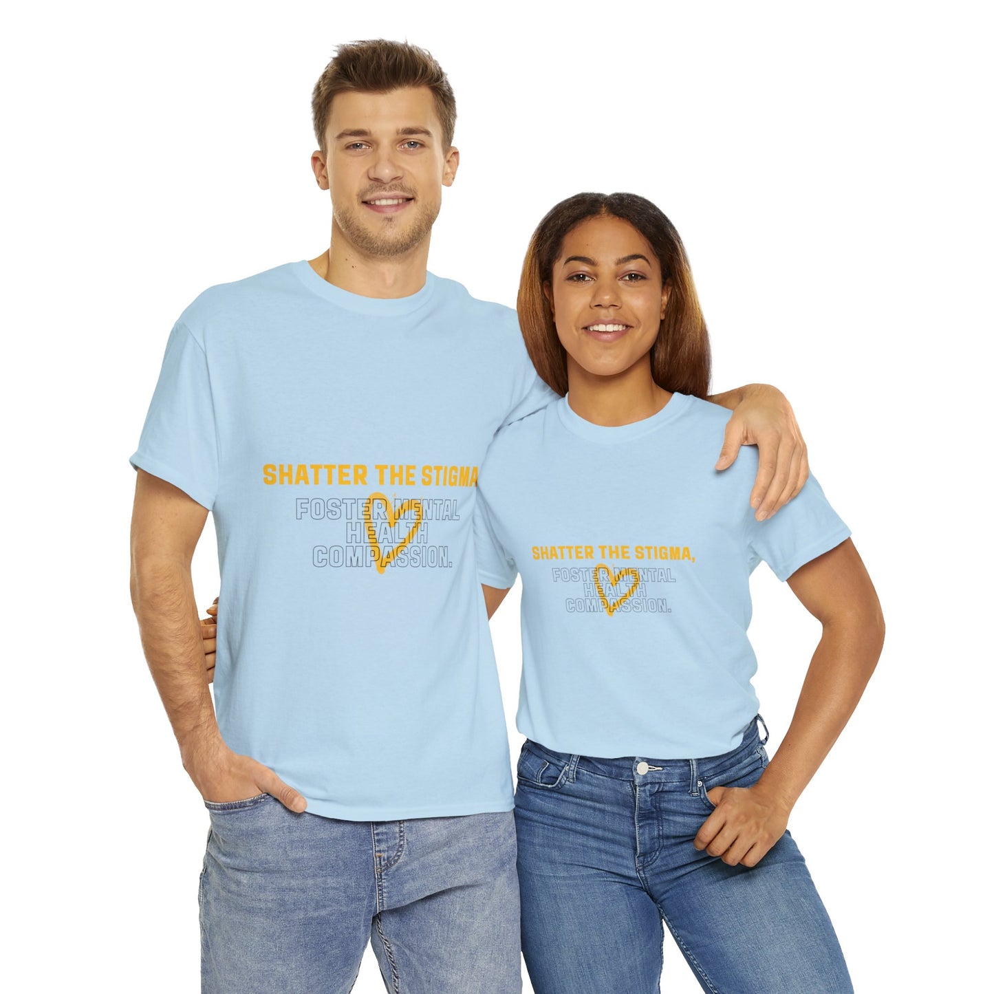 Unisex Heavy Cotton Tee - Shatter the Stigma, Foster Mental Health Compassion