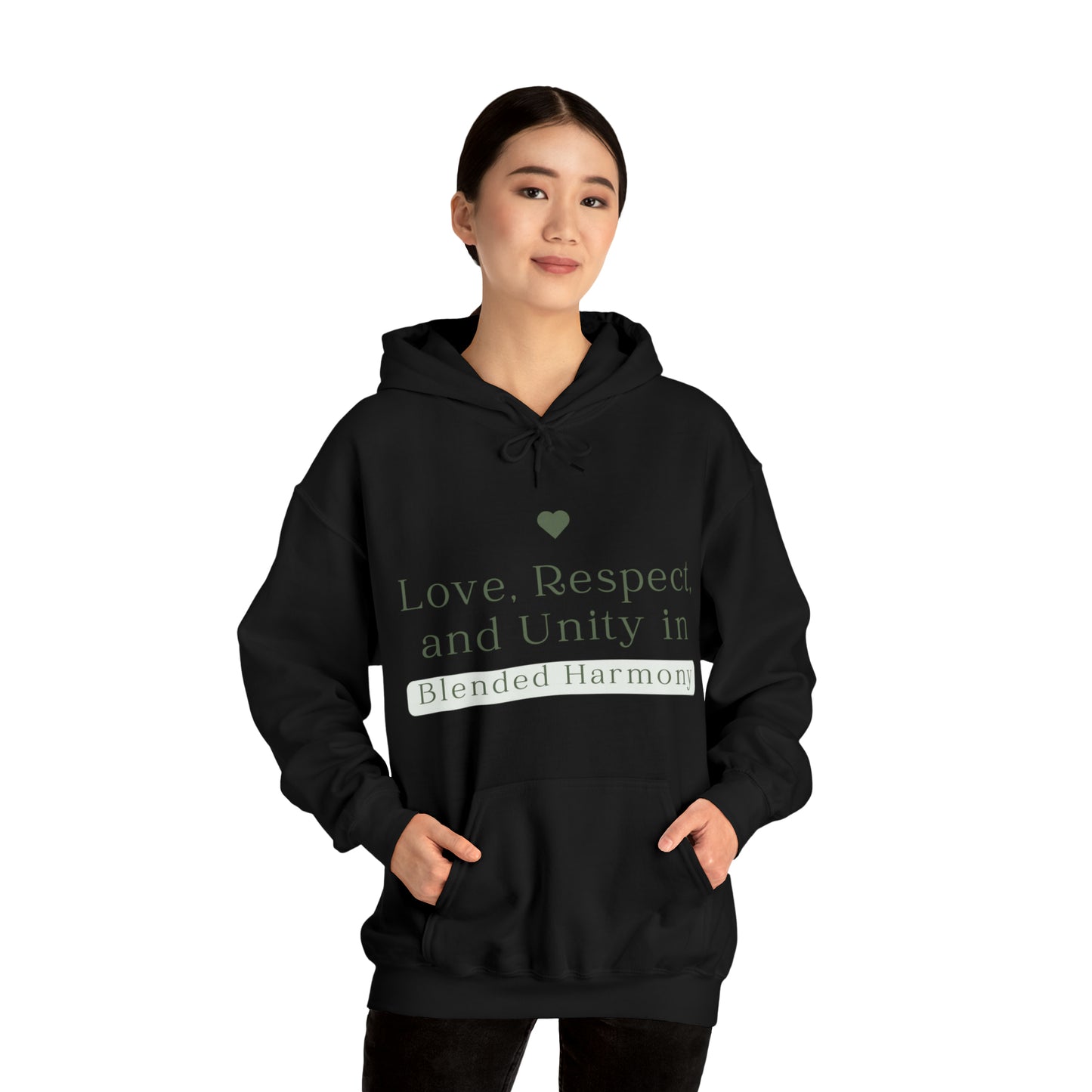 Unisex Hooded Sweatshirt - Love, Respect, and Unity in Blended Harmony