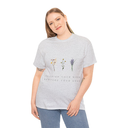 Unisex Heavy Cotton Tee - Nourish Your Mind, Nurture Your Soul