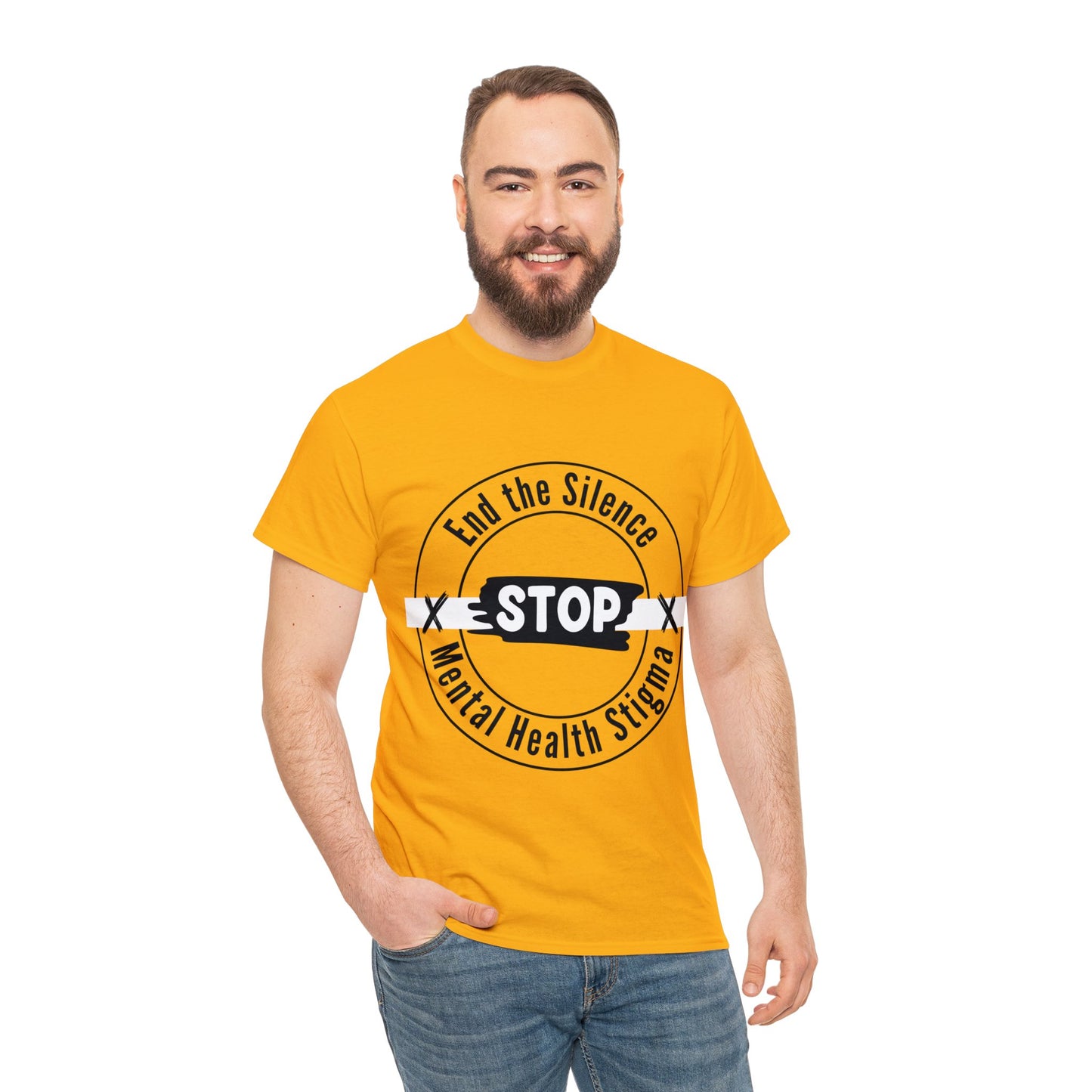 Unisex Heavy Cotton Tee - End the Silence, STOP Mental Health Stigma