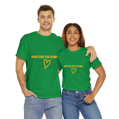 Unisex Heavy Cotton Tee - Shatter the Stigma, Foster Mental Health Compassion