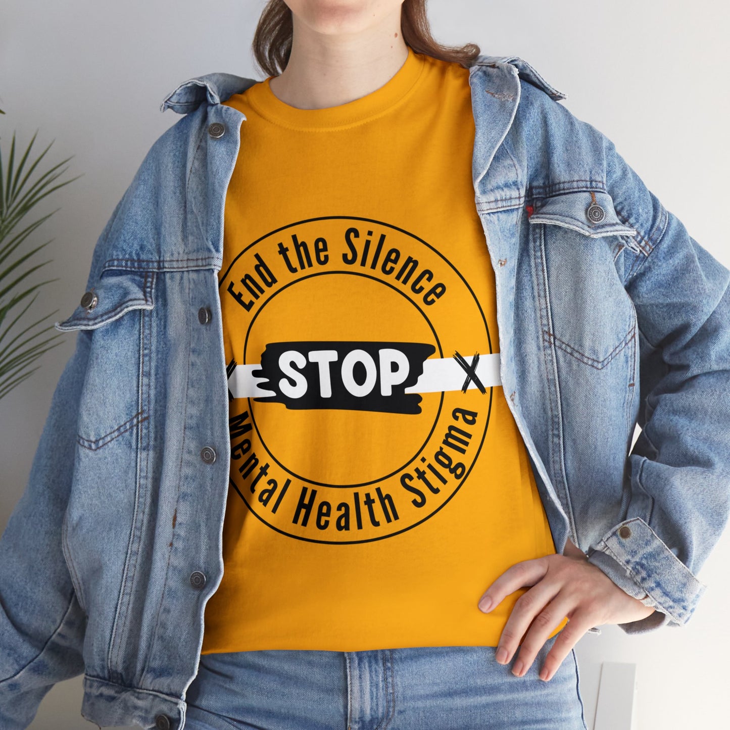 Unisex Heavy Cotton Tee - End the Silence, STOP Mental Health Stigma