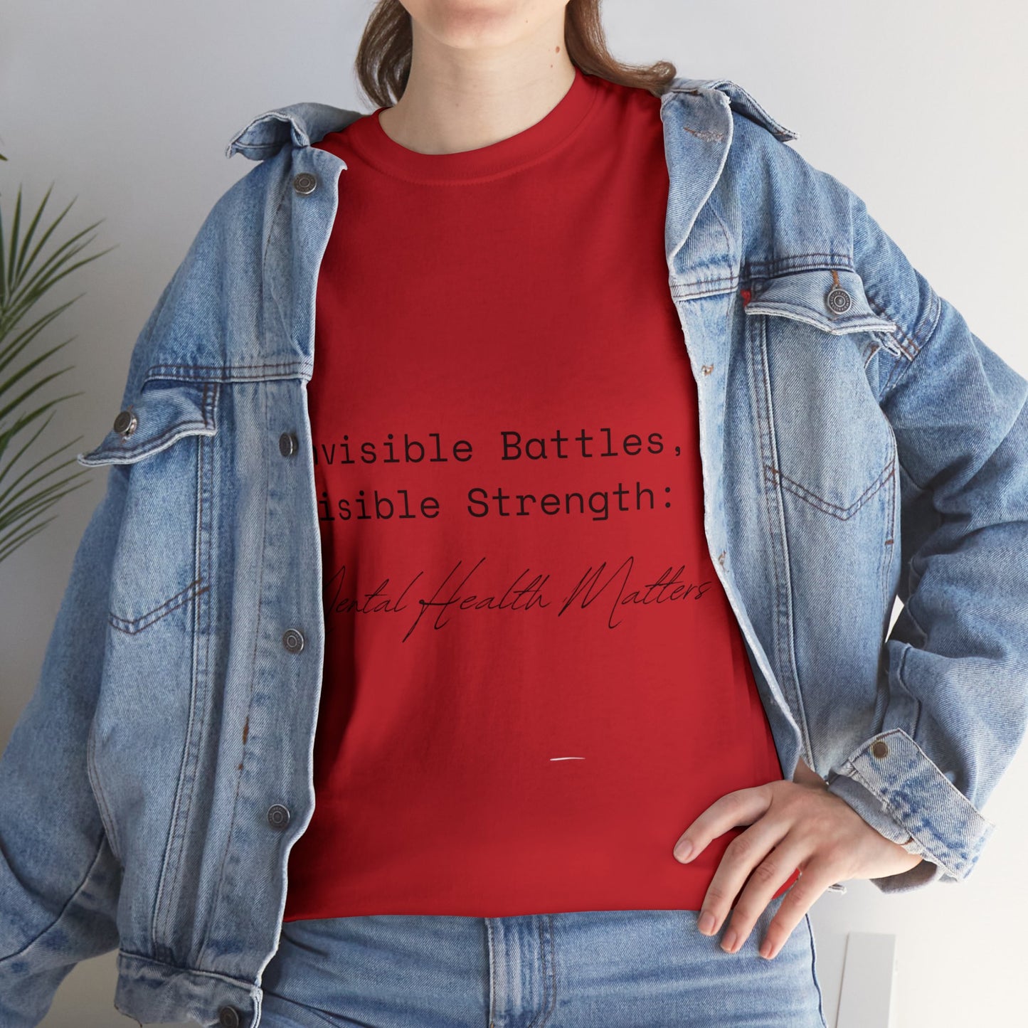 Unisex Heavy Cotton Tee - Invisible Battles, Visible Strength: Mental Health Matters