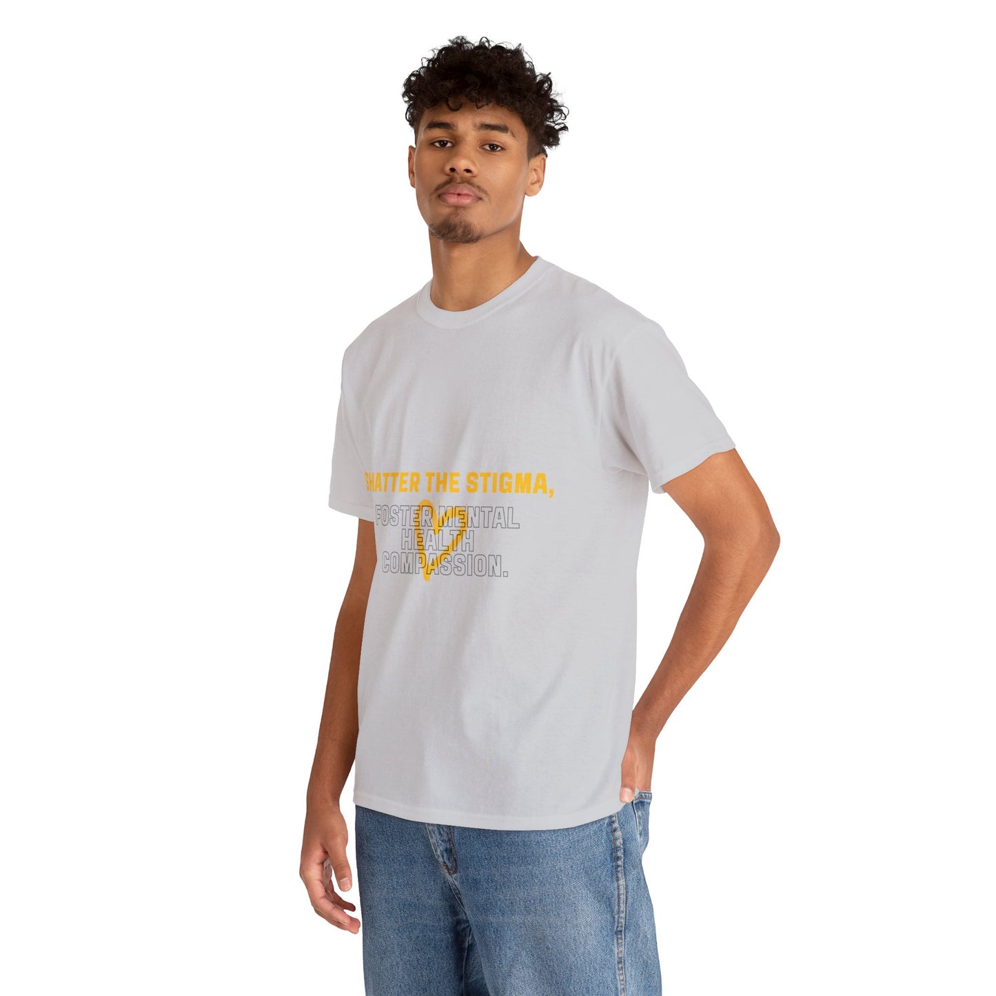 Unisex Heavy Cotton Tee - Shatter the Stigma, Foster Mental Health Compassion