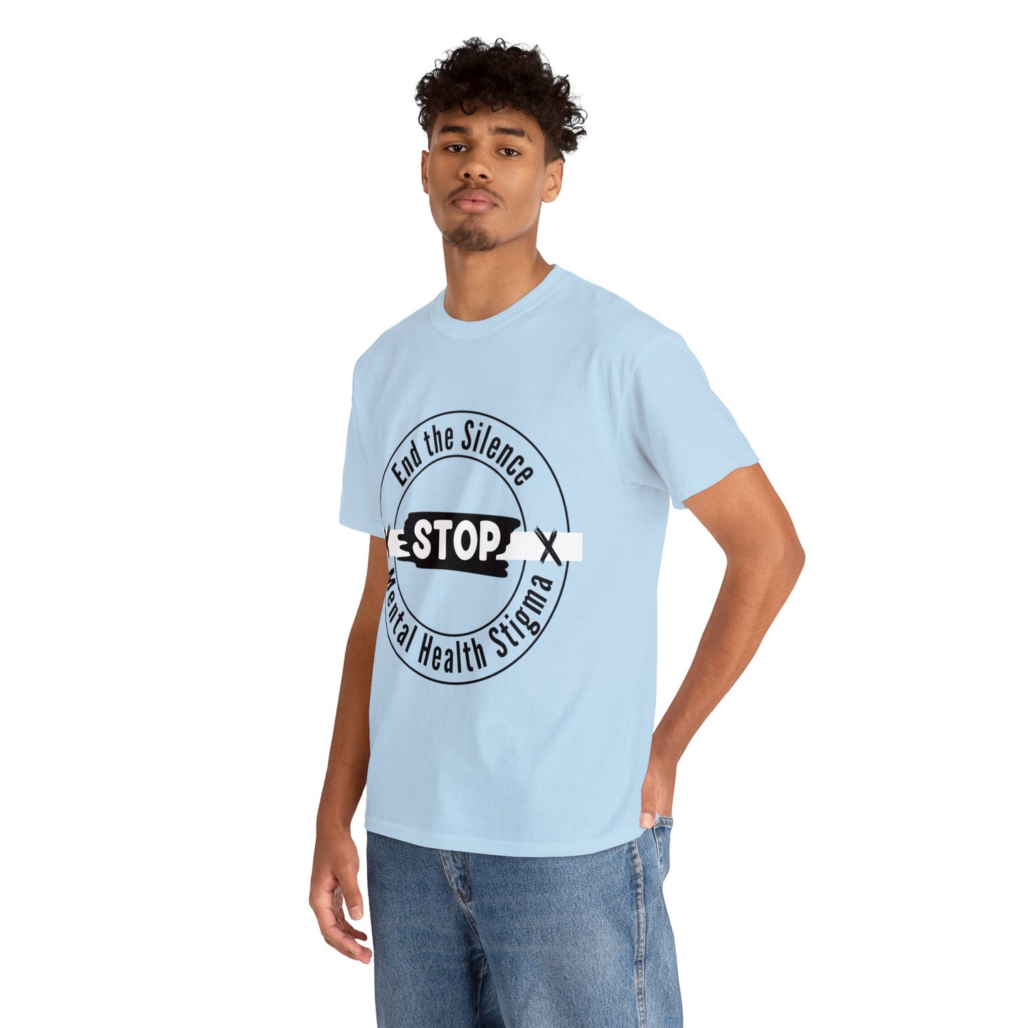 Unisex Heavy Cotton Tee - End the Silence, STOP Mental Health Stigma