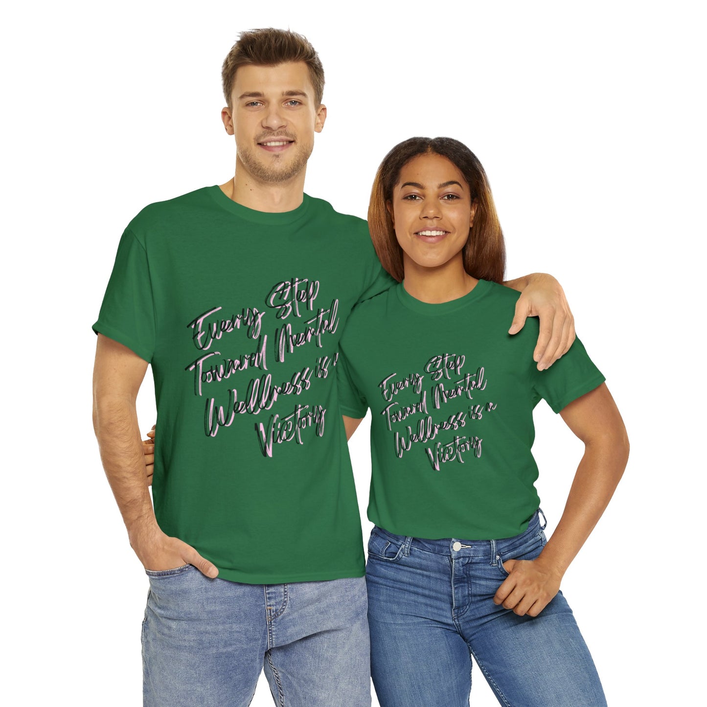 Unisex Heavy Cotton Tee - Every Step Toward Mental Wellness is a Victory