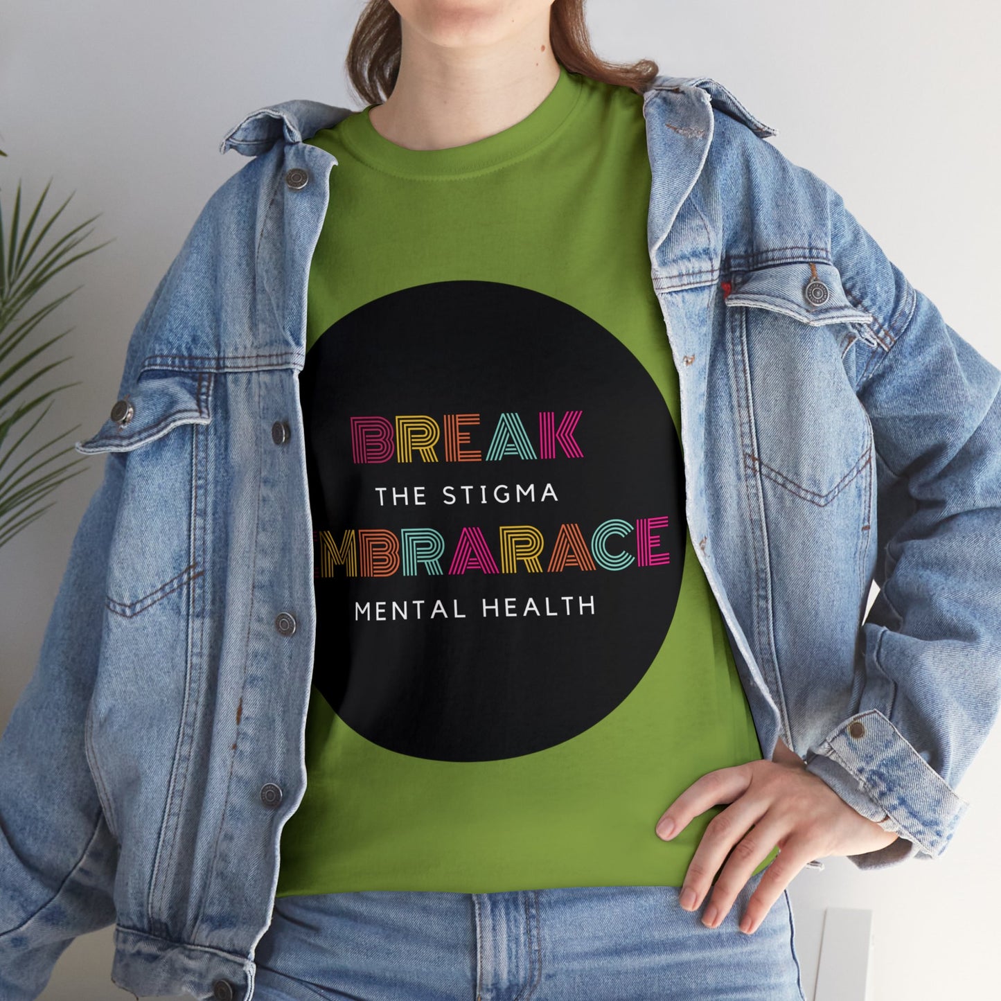 Unisex Heavy Cotton Tee - Break the Stigma, Embrace Mental Health