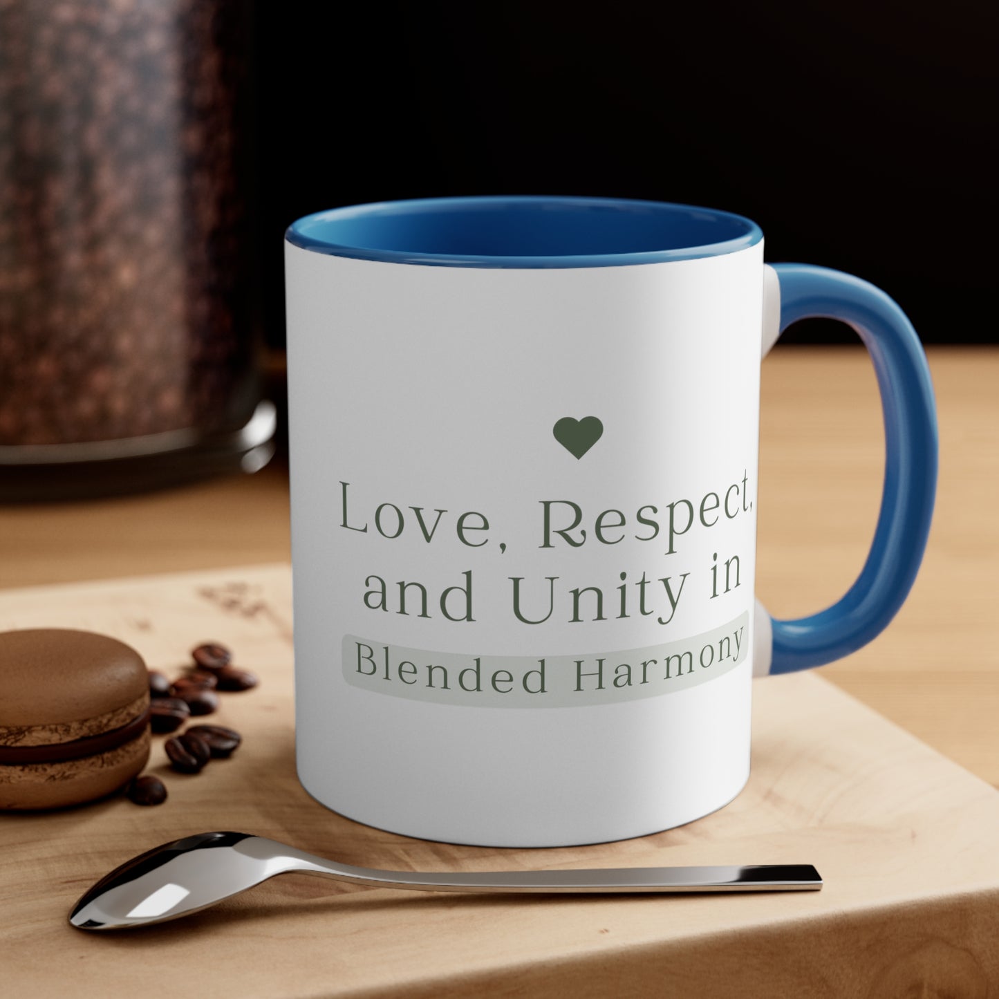 Accent Coffee Mug - Love, Respect, and Unity in Blended Harmony