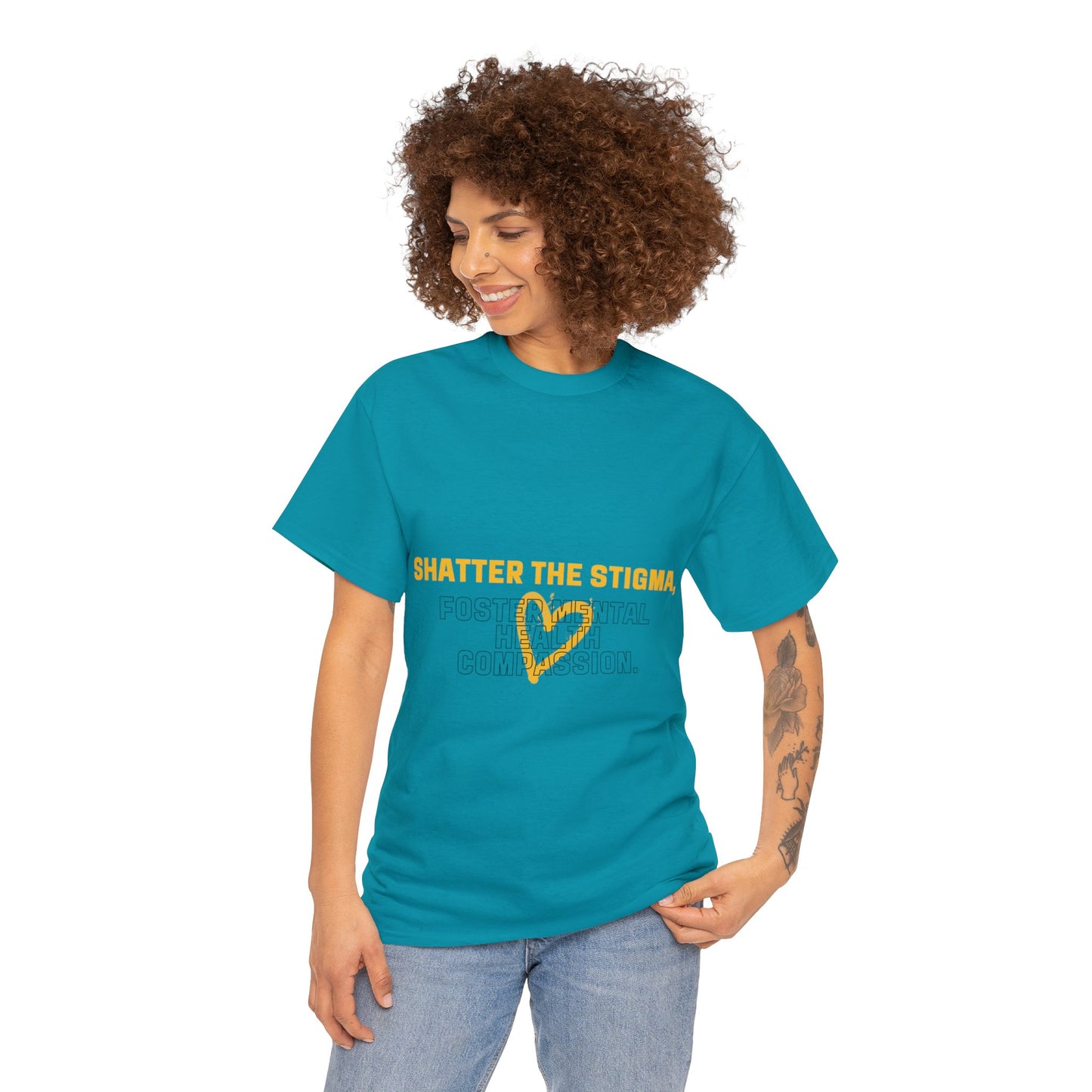 Unisex Heavy Cotton Tee - Shatter the Stigma, Foster Mental Health Compassion