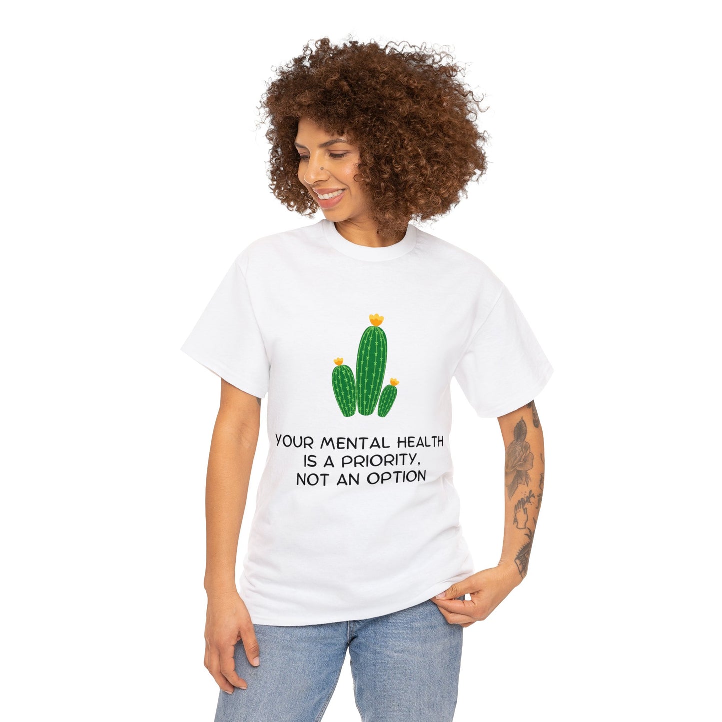 Unisex Heavy Cotton Tee - Your Mental Health is a Priority, Not an Option