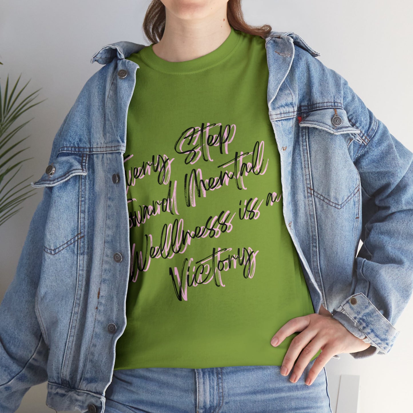 Unisex Heavy Cotton Tee - Every Step Toward Mental Wellness is a Victory