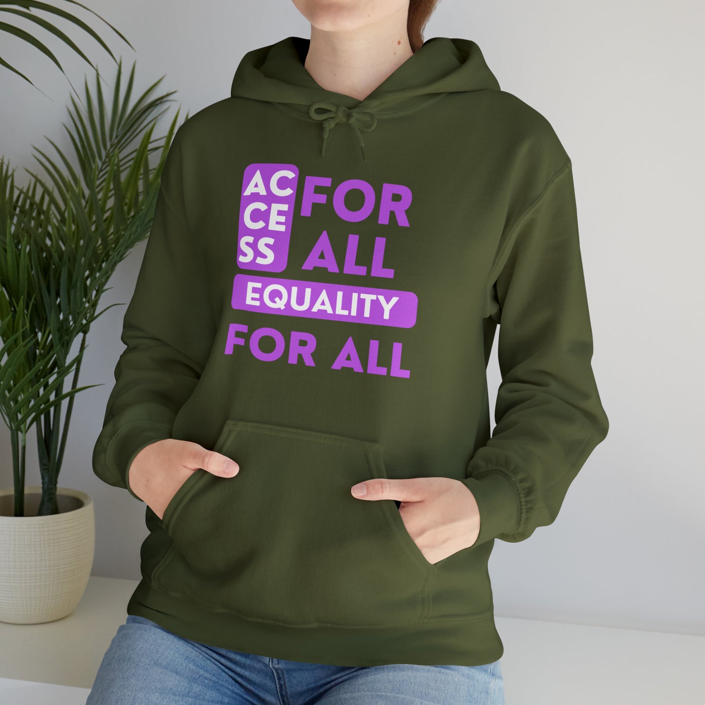 Unisex Heavy Hooded Sweatshirt - Access for All, Equality for All